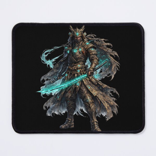 Item preview, Teal Rune Samurai – Demon Kabuto Katana Warrior (Dark Fantasy) designed and sold by Nesaith.