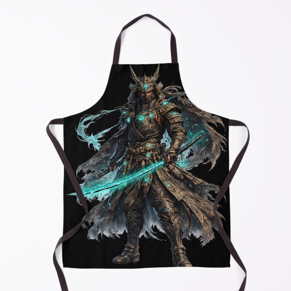 Item preview, Teal Rune Samurai – Demon Kabuto Katana Warrior (Dark Fantasy) designed and sold by Nesaith.