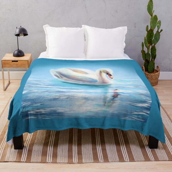 Item preview, Cisne blanco, pintura de cisne en acuarela, escena de lago en acuarela designed and sold by hollycooper.