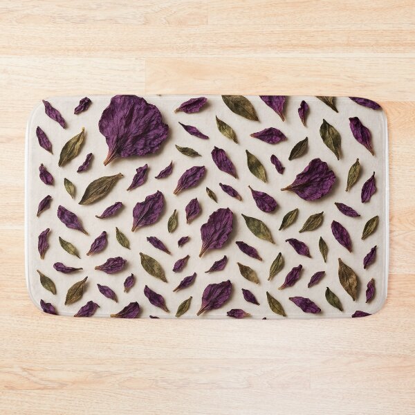 Item preview, Dried Purple Petals and Green Leaves Arranged on White Background designed and sold by EmeraldeaArt.