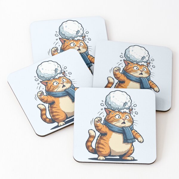 Item preview, unny Ginger Cat Hit by Snowball Winter Humor designed and sold by HappySproutArt.