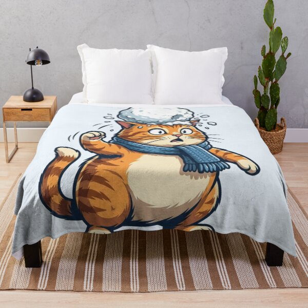 Item preview, unny Ginger Cat Hit by Snowball Winter Humor designed and sold by HappySproutArt.