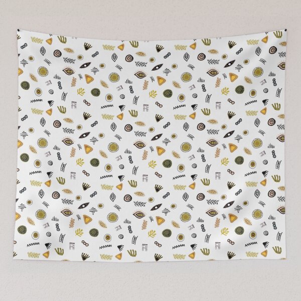 Item preview, Boho Tribal Markings Earthy Geometric Symbols designed and sold by phatlizzardart.