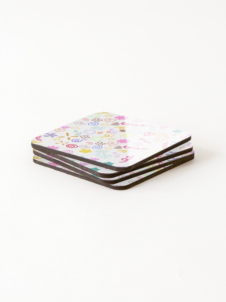 Thumbnail 4 of 5, Coasters (Set of 4), scribble sticker designed and sold by Creativecloud21.