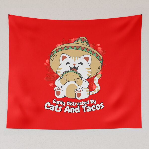 Item preview, Funny Taco Lover Humor Easily Distracted By Cats And Tacos designed and sold by fantasticdesign.