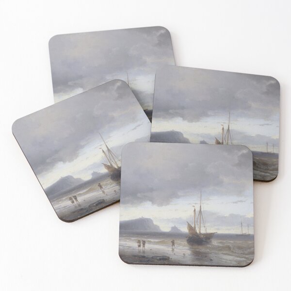 Item preview, Vintage Coastal Seaside Painting, Fishing Boats Oil Painting, Nautical Ocean Art designed and sold by SavageVision.