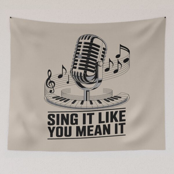Item preview, retro microphone - vintage mic - classic microphone - singer - vocalist - singing - music lover - music notes - musical notes - treble clef - piano keys - pianist - keyboard instrument designed and sold by JansenGS.