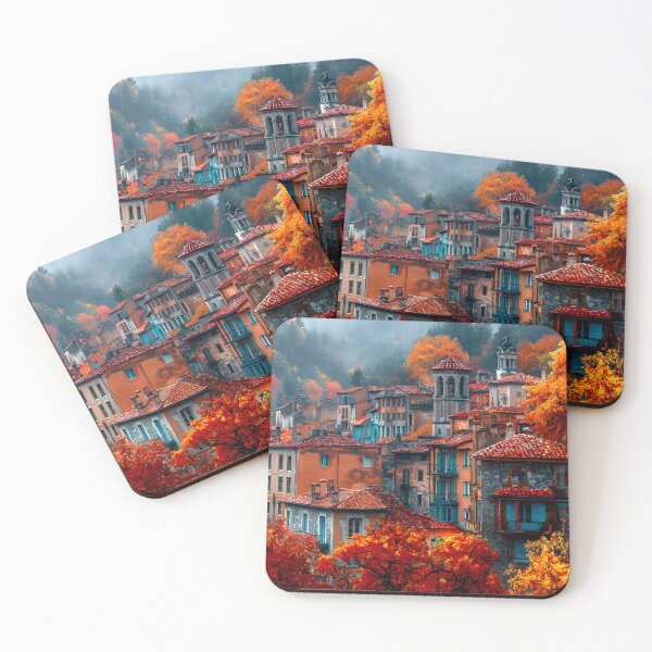 Item preview, Charming Autumn Village with Vibrant Colors and Foliage designed and sold by Artessie.