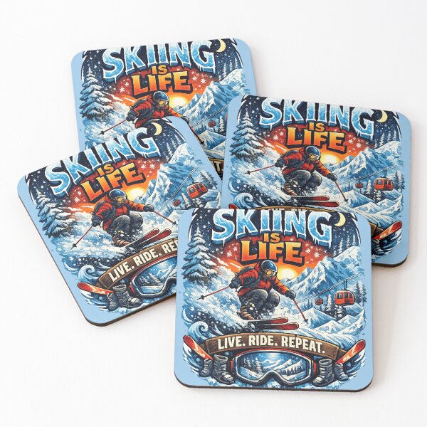 Item preview, Skiing Is Life – Live Ride Repeat Alpine Ski Art designed and sold by Dollette Heaven.