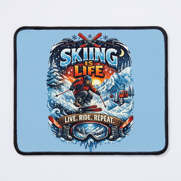 Item preview, Skiing Is Life – Live Ride Repeat Alpine Ski Art designed and sold by Dollette Heaven.