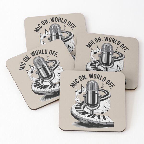 Item preview, retro microphone - vintage mic - classic microphone - singer - vocalist - singing - music lover - music notes - musical notes - treble clef - piano keys - pianist - keyboard instrument designed and sold by JansenGS.