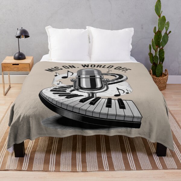 Item preview, retro microphone - vintage mic - classic microphone - singer - vocalist - singing - music lover - music notes - musical notes - treble clef - piano keys - pianist - keyboard instrument designed and sold by JansenGS.