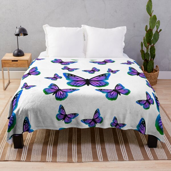Item preview, Pink butterfly, purple butterfly, teal butterfly, blue monarch butterfly illustration pattern designed and sold by hollycooper.