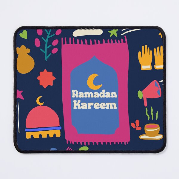 Item preview, Ramadan Kareem Islamic Illustration Design with Prayer Mat, Lantern & Crescent Moon | Muslim Festival Artwork designed and sold by PixelWaveBD.