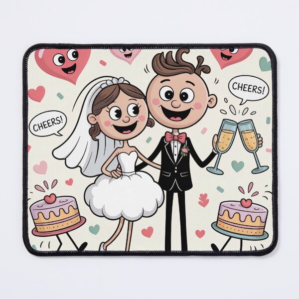 Item preview, Cheers to Love! Whimsical Cartoon Bride & Groom Wedding Toast designed and sold by Midnight Veil Designs.