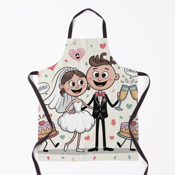 Item preview, Cheers to Love! Whimsical Cartoon Bride & Groom Wedding Toast designed and sold by Midnight Veil Designs.