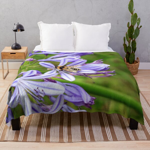 Item preview, Bee on Purple Lily Agapanthus designed and sold by JazzAnny Creative.