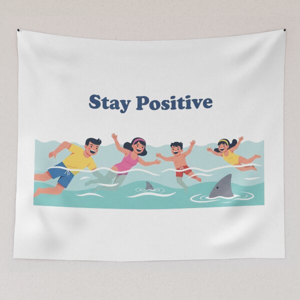 Item preview, Stay Positive – Vintage Beach Shark Parody Design 7 designed and sold by FlamaC.