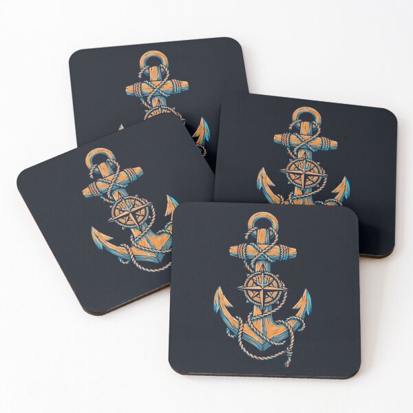 Item preview, Sunset Anchor Compass Nautical Emblem designed and sold by EimSol.
