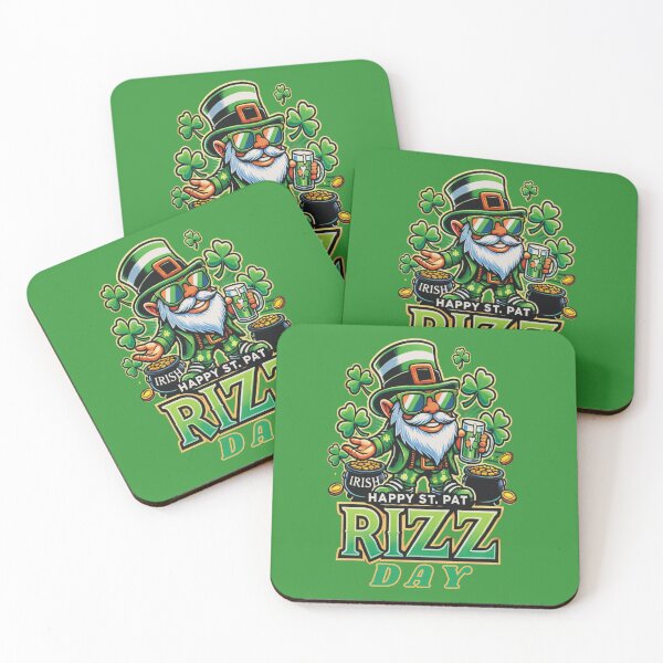 Item preview, Happy St. Pat Rizz Day Funny Gifts for St. Patrick’s Day Gnome with Shamrocks, Gold and Irish Flag Glasses designed and sold by SkymarArt.