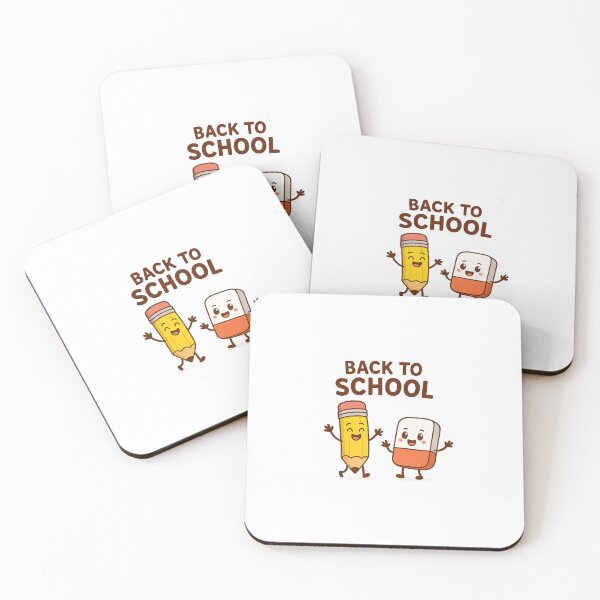 Item preview, Happy Pencil and Eraser Characters Waving – Back to School Cartoon Design designed and sold by ANiyati.