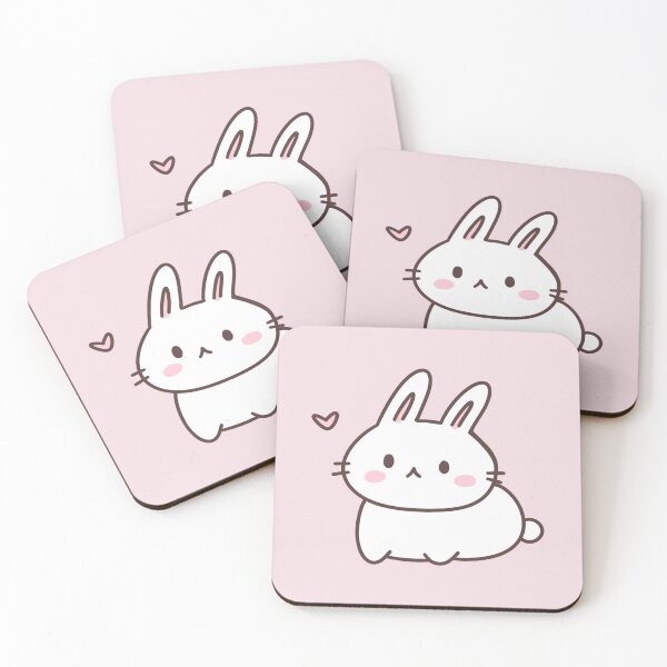 Item preview, Cute Bunny - Kawaii White Rabbit with Heart designed and sold by ShyHomebodyClub.