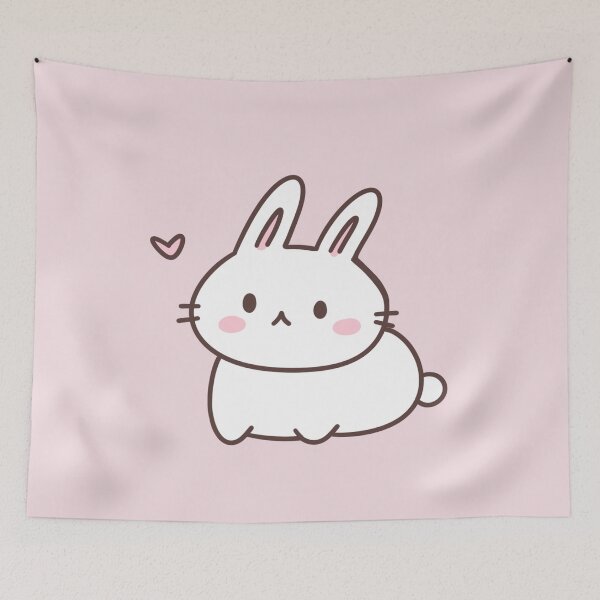 Item preview, Cute Bunny - Kawaii White Rabbit with Heart designed and sold by ShyHomebodyClub.