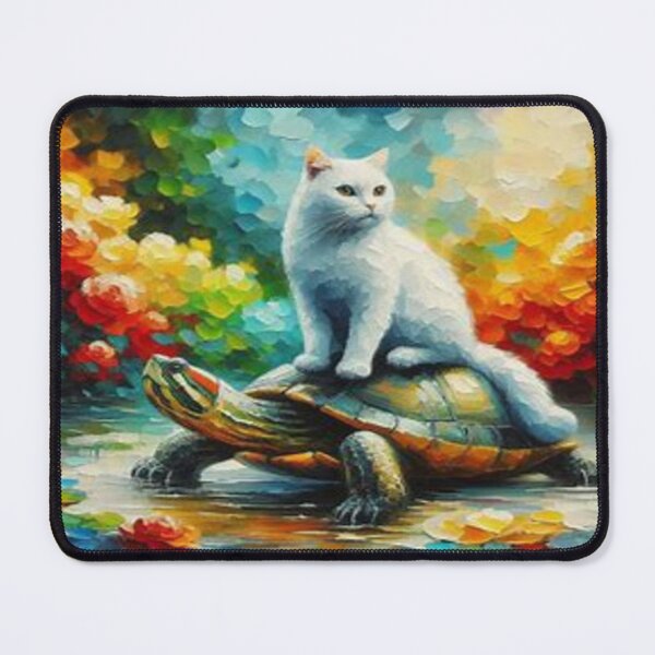 Item preview, White Cat on Turtle – A Magical Journey Through Colors, Trust and Dreamworlds designed and sold by FotoworldEdel.