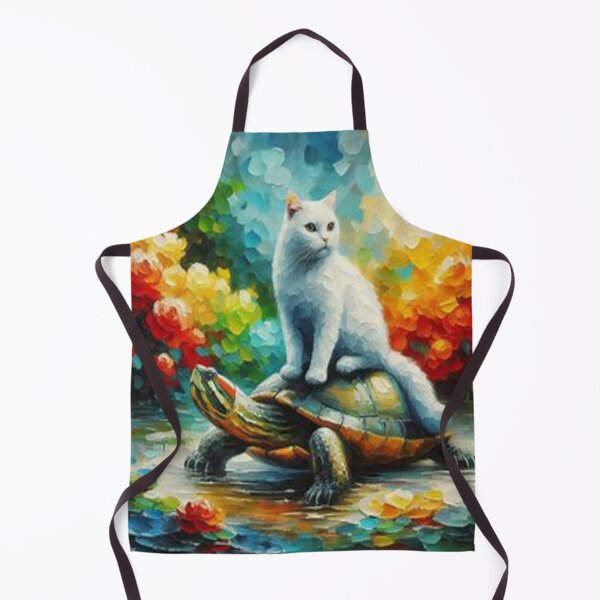Item preview, White Cat on Turtle – A Magical Journey Through Colors, Trust and Dreamworlds designed and sold by FotoworldEdel.