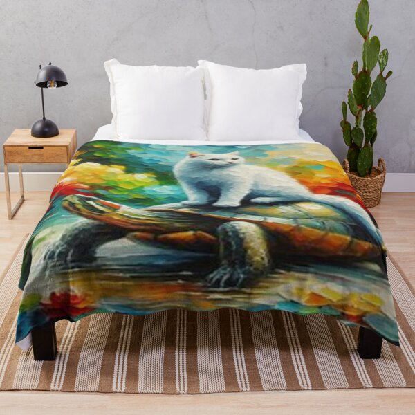 Item preview, White Cat on Turtle – A Magical Journey Through Colors, Trust and Dreamworlds designed and sold by FotoworldEdel.