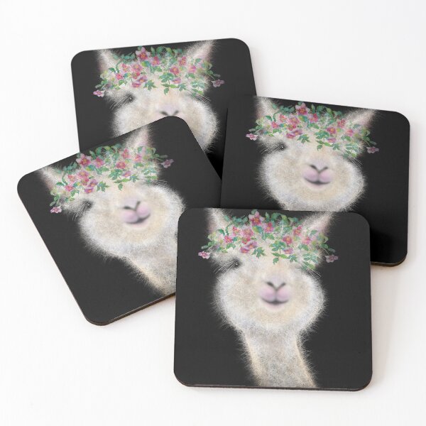 Item preview, Cute fluffy Baby llama - alpaca  illustration, watercolor roses  designed and sold by hollycooper.