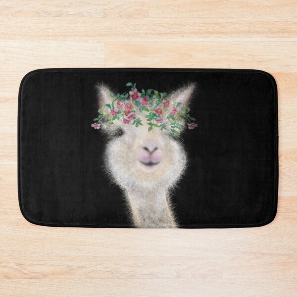 Item preview, Cute fluffy Baby llama - alpaca  illustration, watercolor roses  designed and sold by hollycooper.