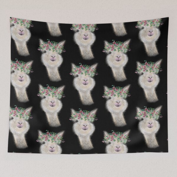Item preview, Cute fluffy Baby llama - alpaca  illustration, watercolor roses  designed and sold by hollycooper.