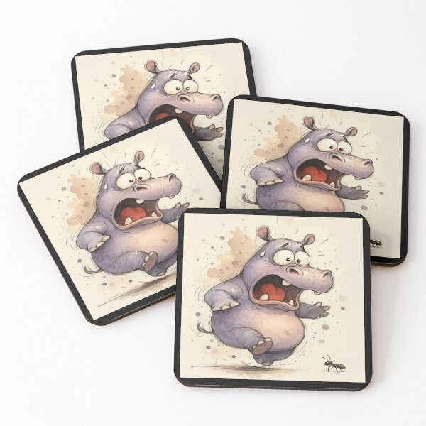 Item preview, Gigantic Hippo Surprised by Tiny Ant Artwork  designed and sold by NivyasArtistry.