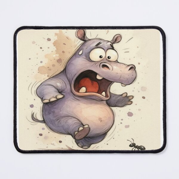 Item preview, Gigantic Hippo Surprised by Tiny Ant Artwork designed and sold by NivyasArtistry.