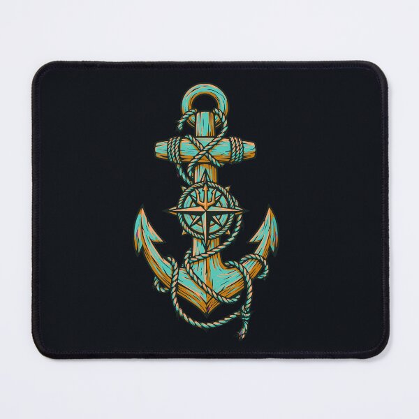 Item preview, Teal Orange Anchor Compass Emblem designed and sold by EimSol.