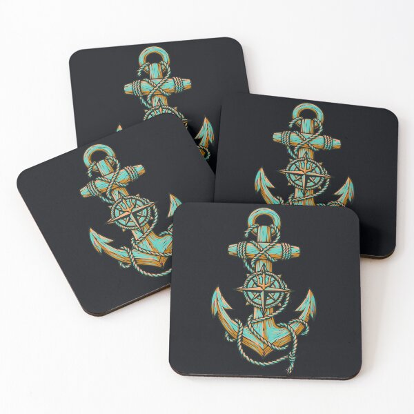 Item preview, Teal Orange Anchor Compass Emblem designed and sold by EimSol.