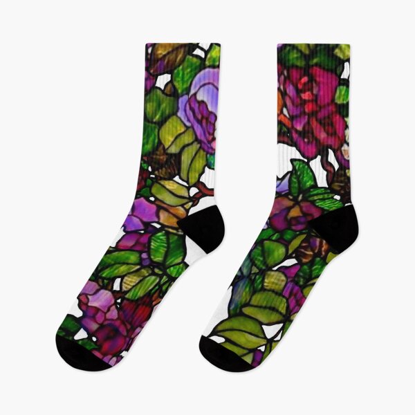 Item preview, Romantic Tiffany style stain glass rose garden, purple roses, red roses, rose vines designed and sold by hollycooper.