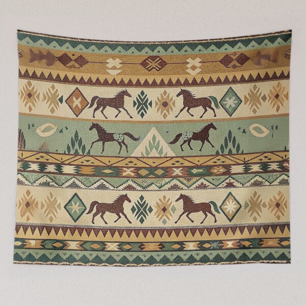 Item preview, Native American- Navajo Inspired Throw Blanket Horses designed and sold by candiscamera.