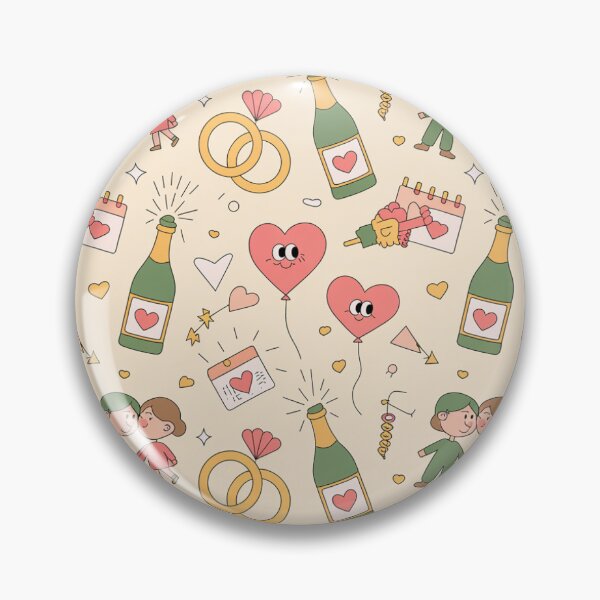 Item preview, Cute Engagement Celebration Pattern - Couples, Rings & Googly Heart Balloons designed and sold by Midnight Veil Designs.