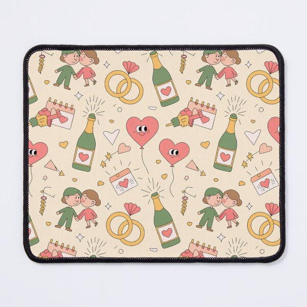 Item preview, Cute Engagement Celebration Pattern - Couples, Rings & Googly Heart Balloons designed and sold by Midnight Veil Designs.
