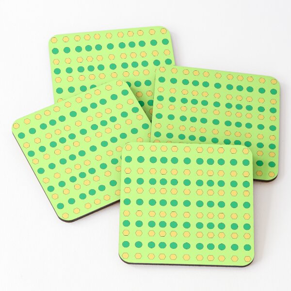 Item preview, Green circles and Yellow Hexagons on Lime background pattern designed and sold by fev-rocks.