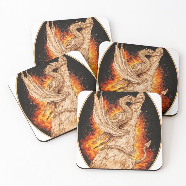 Item preview, Ancient Stone Dragon Fire — Handcrafted Fantasy Illustration designed and sold by ScratchednBurnt.