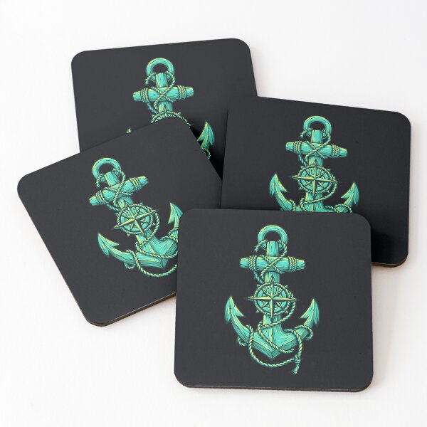 Item preview, Neon Teal Anchor Compass Emblem designed and sold by EimSol.