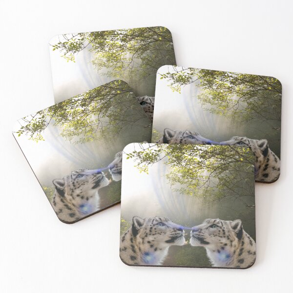 Item preview, Snow Leopard Spirit Reflection – Twin Souls GeoWild Wildlife Energy Art designed and sold by GeoWild Designs.