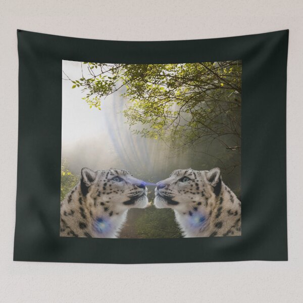 Item preview, Snow Leopard Spirit Reflection – Twin Souls GeoWild Wildlife Energy Art designed and sold by GeoWild Designs.