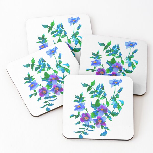 Item preview, Vintage blue and purple roses watercolor painting, blue floral   designed and sold by hollycooper.