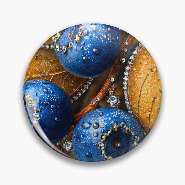 Item preview, Glistening Blue Berries with Golden Leaves Decor designed and sold by Artessie.