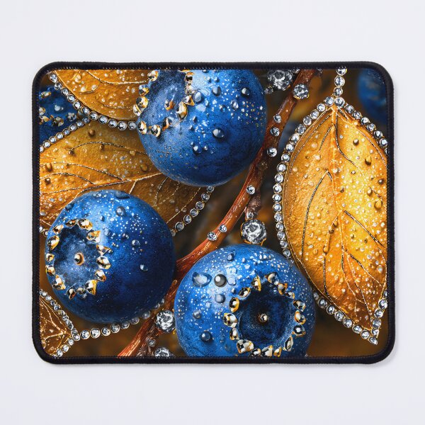 Item preview, Glistening Blue Berries with Golden Leaves Decor designed and sold by Artessie.