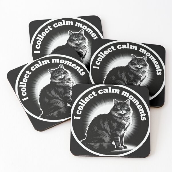 Item preview, I Collect Calm Moments Cat – Minimalist Engraved Black and White Art designed and sold by CatVibesStudio.